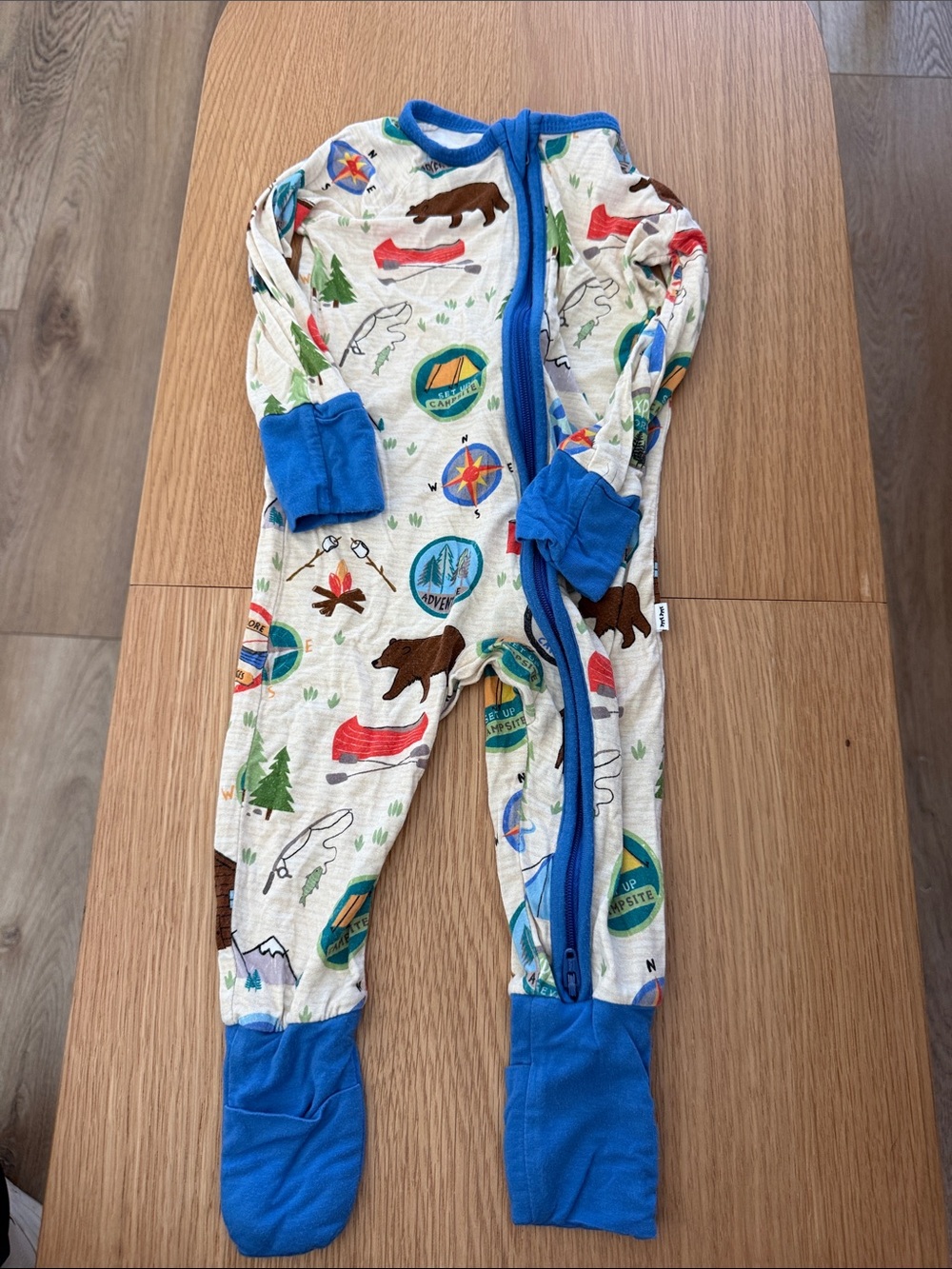 Gently used 3-6M Little Sleepies “ camping “ print sleeper